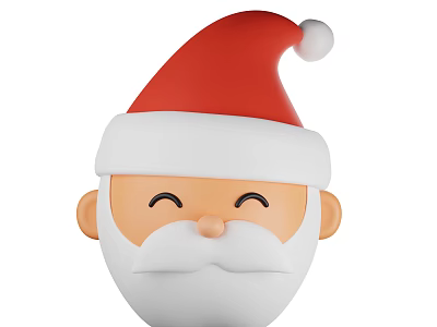 Christmas Decorative Ornament Set Santa Claus Head With Red Hat Smiling Expression Design 3d model