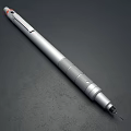 Silver Metallic Pen with Modern Design Red Top Accent Sleek Body Texture and Ergonomic Details
