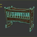Classic Wooden Baby Crib With Traditional Carved Details And Curved Rails