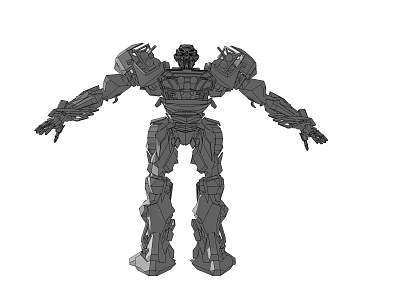 Detailed Mechanical Robot Design With Armored Body And Articulated Limbs 3d model