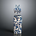 Stylish Blue And White Pattern Two Piece Outfit With Halter Top And Long Skirt