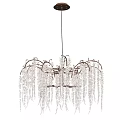 Luxurious Crystal Chandelier with Gold Frame and Hanging White Crystal Strands