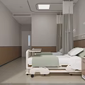 Modern Hospital Ward Interior With Adjustable Bed Bedside Cabinet Curtains And Wall Panels