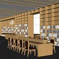 Library Reading Area Bookstore Cultural Center Reading Area Book Bar Bookshelf 3d model