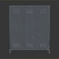 Gray Metal Locker Cabinet With Three Doors Vents Handles And Stand Base