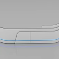 Modern Reception Desk With White Surface Curved Blue Lines And Drawer Storage