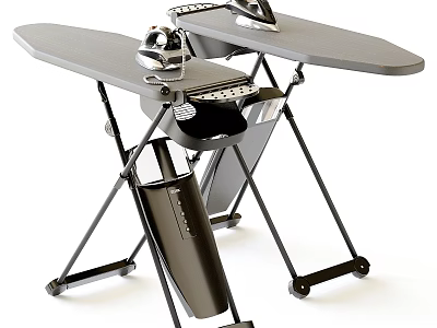 Modern Foldable Ironing Boards With Electric Irons And Storage Pockets 3d model