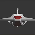 Modern White And Red Spaceship Model Featuring Angled Wings And Geometric Patterns 3d model