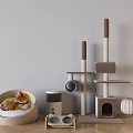Modern Multi Level Cat Tree With Scratching Post Cat Bed And Feeding Bowl