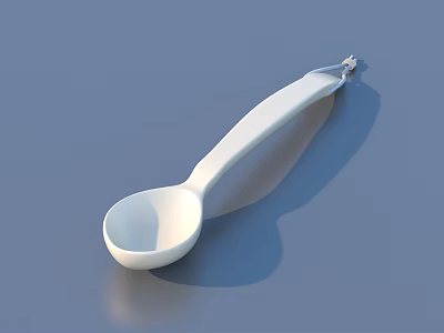 White Long Handle Spoon As Essential Daily Household Kitchen Utensil 3d model