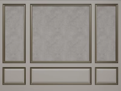Decorative Wall Design With Brown Lines And Rectangular Frames In Various Sizes On Gray Background 3d model