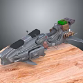 Futuristic Motorcycle 3D Model With Green Component And Mechanical Details On Wooden Base