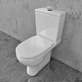 Modern White Toilet in Bathroom With Marble Wall and Floor Tiles