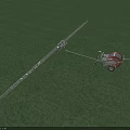 Agricultural Sprayer With Extended Metal Arms Mounted On Trailer Operating On Green Grassland