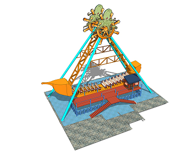 Modern Pirate Ship Paradise Theme Amusement Equipment Pirate Ship Carousel 3d model