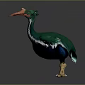 Bird With Green Feathers Orange Beak White Neck Black Body Standing On Dark Background