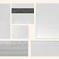 Silver Decorative Panels with Various Perforated Patterns and Textured Designs for Design Projects 3d model