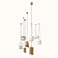 Stylish Modern Pendant Lights With Geometric Brass Frames And White Globe Shades