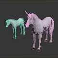 White Unicorn Figures Featuring Adult And Baby Size On Gray Background With Reflection