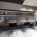 Modern Open Public Office Space Interior With Workstations Printers And Marble Walls