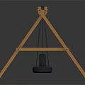 Outdoor Playground Swing Set With Wooden Frame And Three Tire Swings