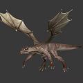 3D Dragon Model With Grayish Brown Scaled Body Detailed Wings And Sharp Claws