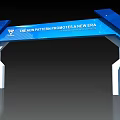 Modern Blue Archway Design With Geometric Patterns Illuminated Details For The Newpattern Project Center
