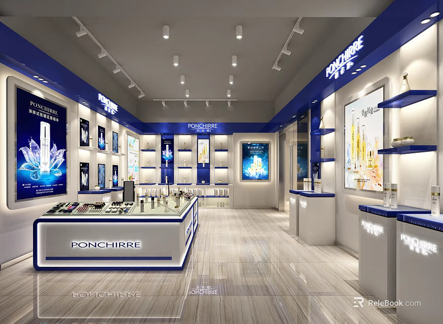 Modern Specialty Store Interior Design With Product Displays Brand Signage And Warm Lighting 3d model 