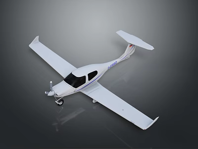 White Two Seat Light Aircraft With Straight Wings Sleek Design On Reflective Surface 3d model