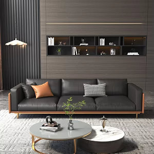 Light Luxury Three-Seat Sofa Minimal Sofa Coffee Table Combination 3d model