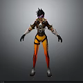 Futuristic Sci fi Character Wearing Orange Black Outfit With Goggles And Mechanical Armor