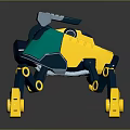 Yellow And Blue Mechanical Creature With Multi Legged Structure And Weapon Like Design 3d model