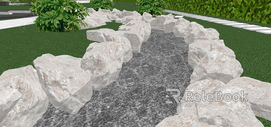 Modern stone rockery waterscape stone stone combination stone stone sketch model