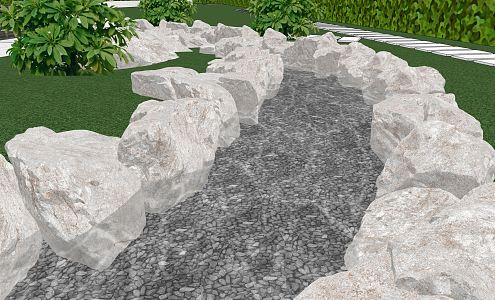 Modern stone rockery waterscape stone combination stone sketch 3d model