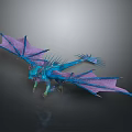Game Movie Character Blue Purple Winged Spiked Dragon Detailed Design