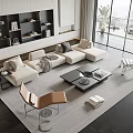 Modern Living Room Sofa Coffee Table Set With Beige Sofa Black Table And Area Rug
