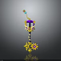 Colorful Decorative Magic Wand With Purple Pink Yellow Stars And Star Top