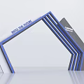 Modern Geometric Elements Design With Blue Frame And Gray Structure 3d model