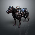 Futuristic Mechanical Dog with Cybernetic Gear and Metallic Body Structure