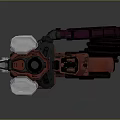 Red Black Mechanical Weapon Featuring Gear Structure Metal Parts And Transparent Components