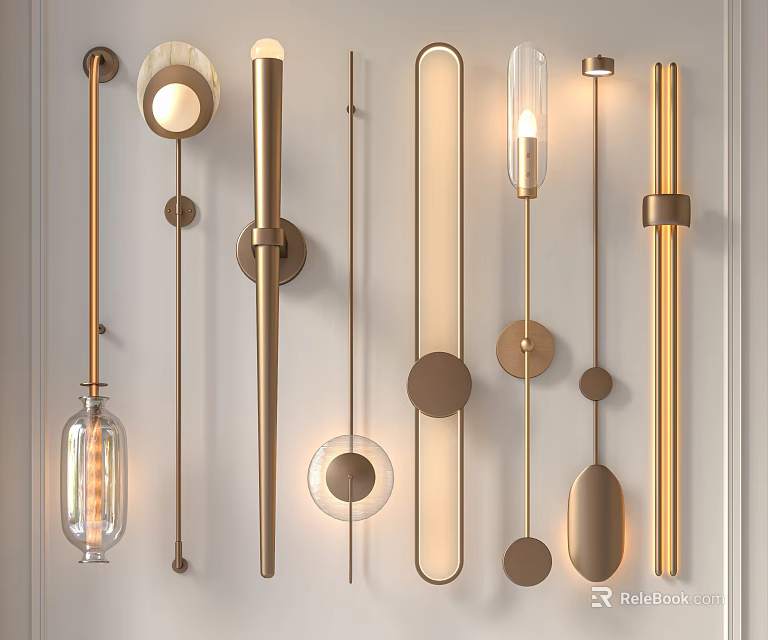 Modern Golden Brass Wall Lamps With Various Stylish Designs For Indoor Decoration 3d model 
