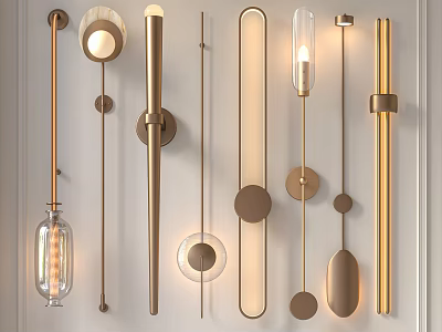 Modern Golden Brass Wall Lamps With Various Stylish Designs For Indoor Decoration 3d model