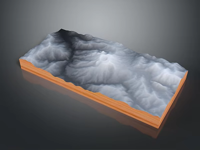 Detailed 3D Mountain Landscape Model With Textured Terrain And Wooden Base 3d model