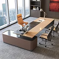 Modern Office Interior With Executive Desk And Ergonomic Chairs By Large Windows City View