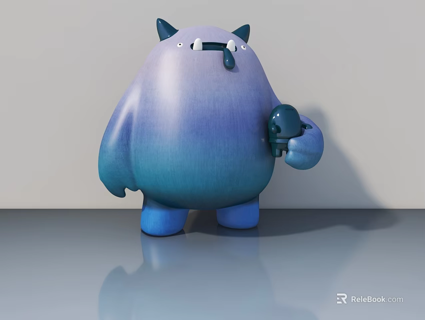 Swing Door With Purple Blue Gradient Surface And Smooth Gray Background Design 3d model