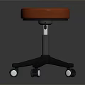 Red Cushioned Bar Stool With Black Five Legged Base Wheels And Height Adjustable Lever 3d model