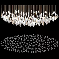 Modern Leaf Shaped White Chandelier With Metallic Frame And Geometric Shadow Design 3d model