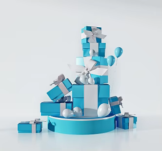 Modern Meichen Gift Box Decorations Window 3d model