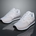 White New Balance Sneakers with White Upper Black Sole and Casual Lace Up Design