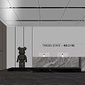 Modern company front desk office area front desk reception area front desk background wall 3d model